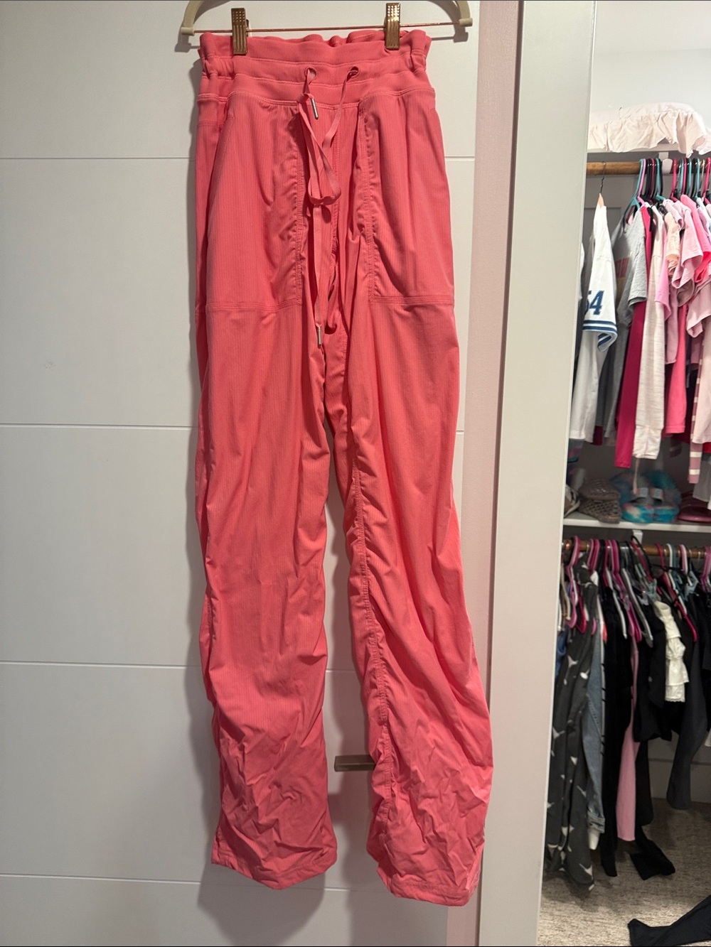 Lululemon Women’s Coral Pink Drawstring Wide-Leg Pants